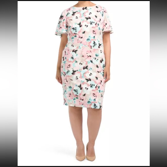 Kasper Tutu Pink Multi Floral Print Women's Dress NWT 109.00 - Picture 1 of 4